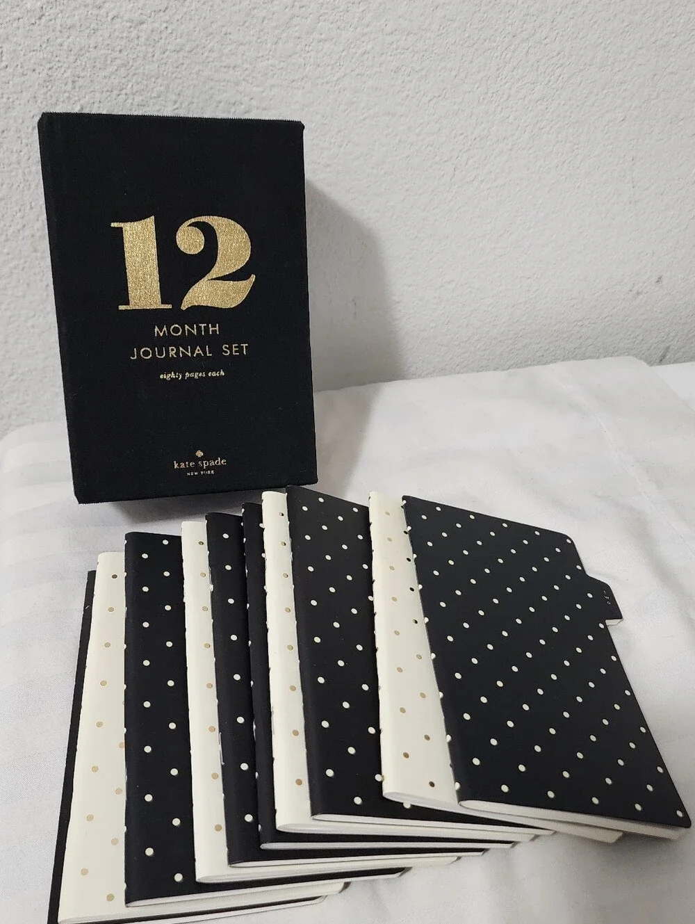 kate spade Black and Gold Polka Dot 12-Month Journal Set